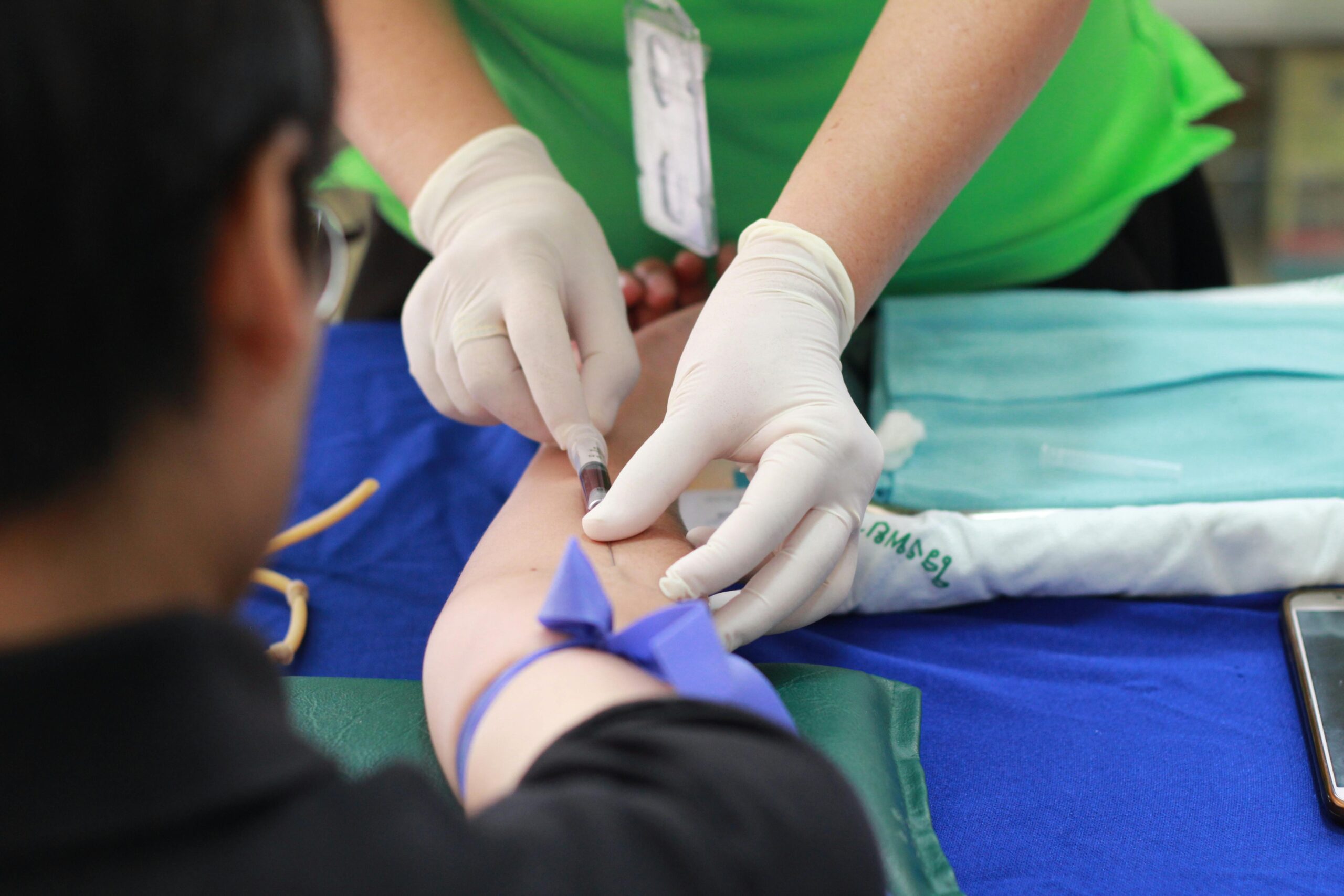 Someone having a blood test